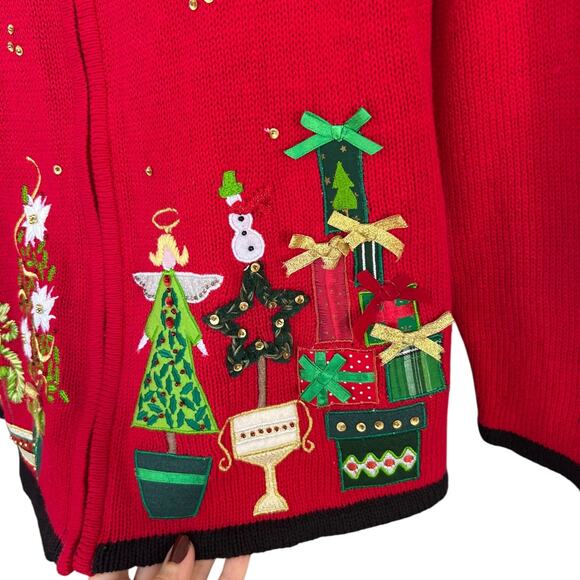 Tiara International Women's Vintage Christmas Tree + Presents Sweater Size XL - Picture 3 of 5